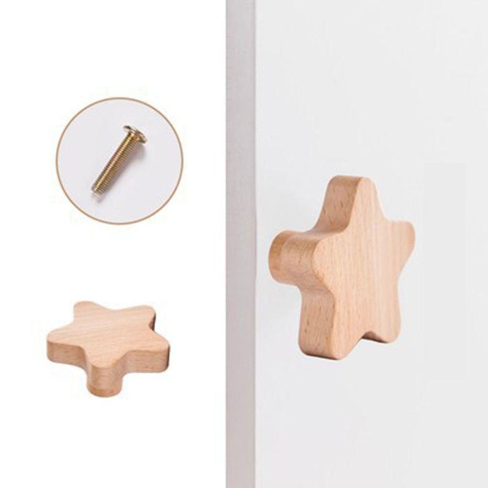 Room Decor Nordic Cupboard Wardrobe Pulls Clouds Simple Wooden Door Handles Stars Wood Hook Hanger Household