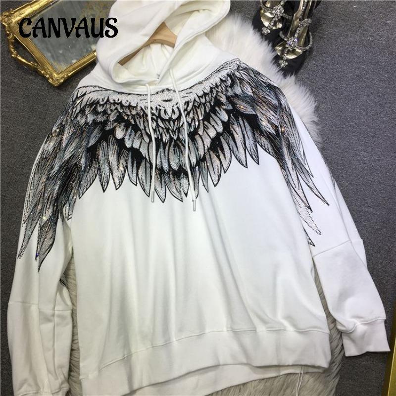 Übergröße National Tide Sweatshirt Damen Drill Big Wings Kapuzenpullover