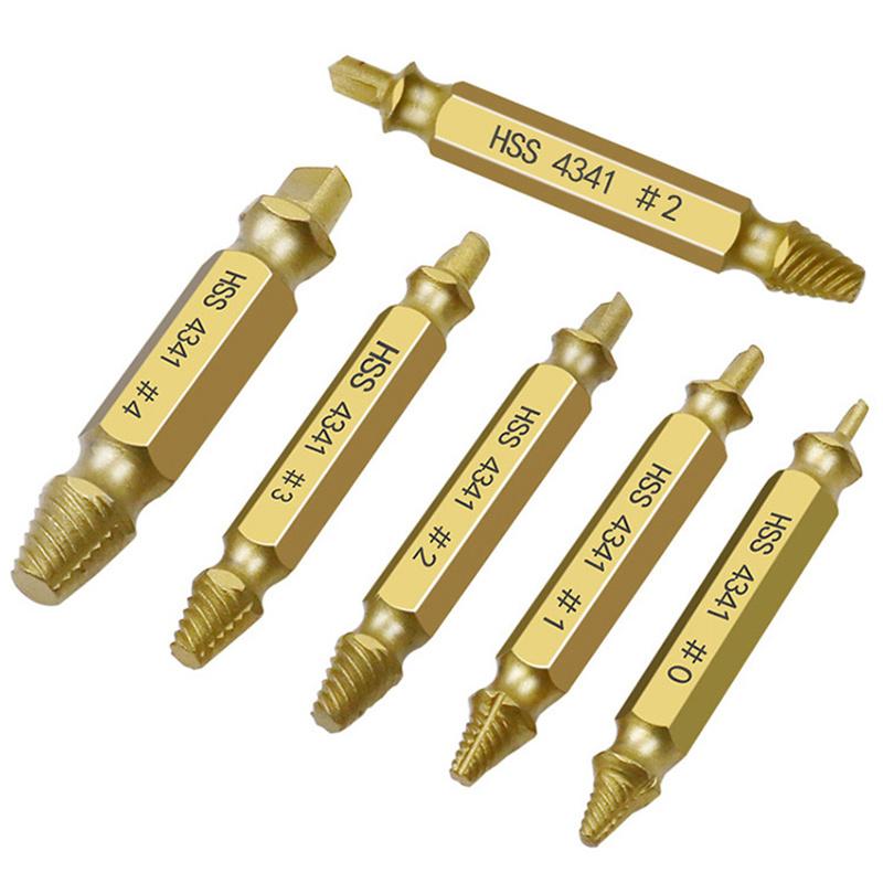 6pcs/Set Damaged Screw Extractor Drill Bit Extractor Drill Set Broken Speed Out Bolt Extractor Bolt Stud Remover Tool