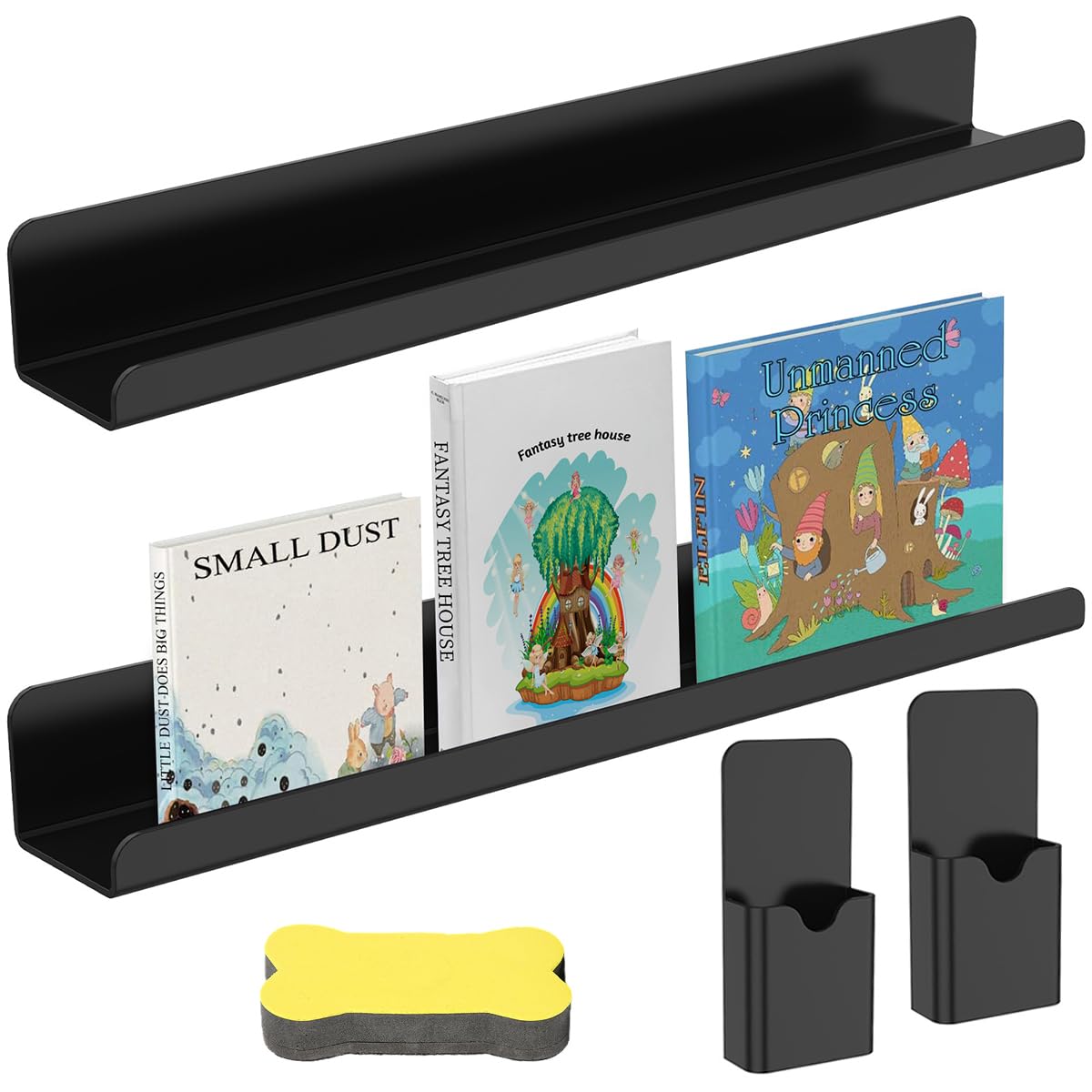 2 Pcs Magnetic Book Shelf for Whiteboard,Magnetic Shelf for Classroom,Acrylic Magnetic Book Holder,Magnetic Book Display Shelf,Magnetic Floating Book чёрный