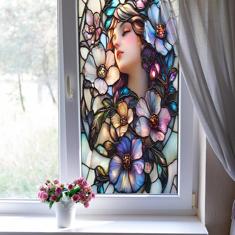 Schönheitsrelief Blume Zuhause Glasfenster Verschönerung und Dekoration Statische Elektrizität Fensteraufkleber