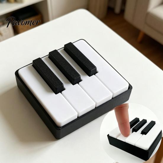Keyboard Key Stress Toy Piano Clicker Fidget Toy, 3D Printed Desktop Reliever, Relief Cute Musical Figurine for Office Desk Decor, Anxiety Gift