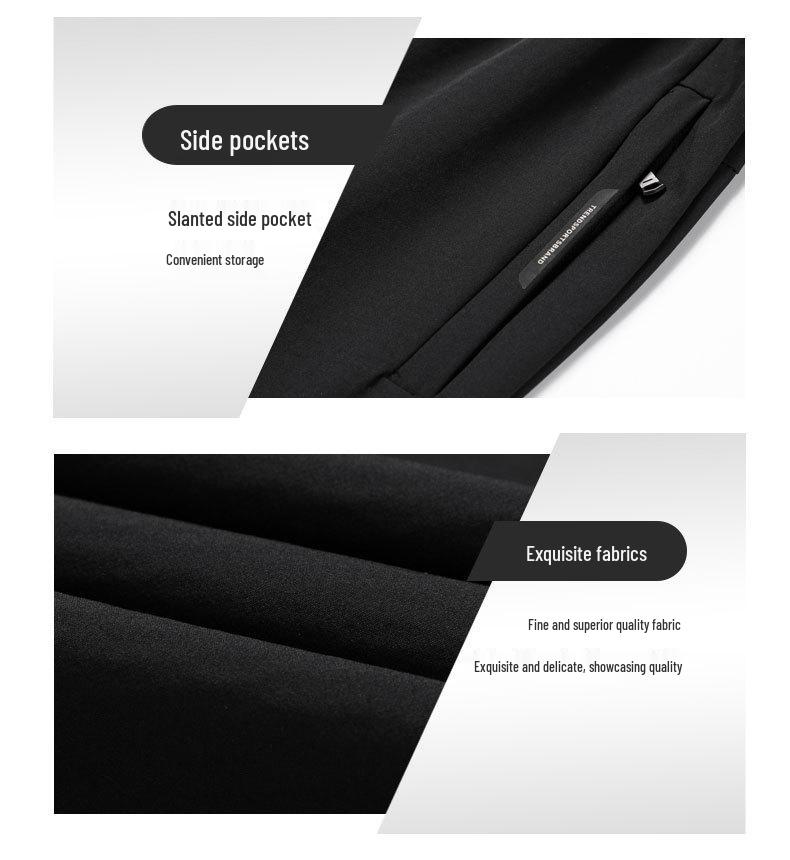 Men's Quick-Dry Sports Casual Pants with Zipper Pockets - Plus Size, Loose Fit, Straight Leg, 2023 Spring/Autumn Collection