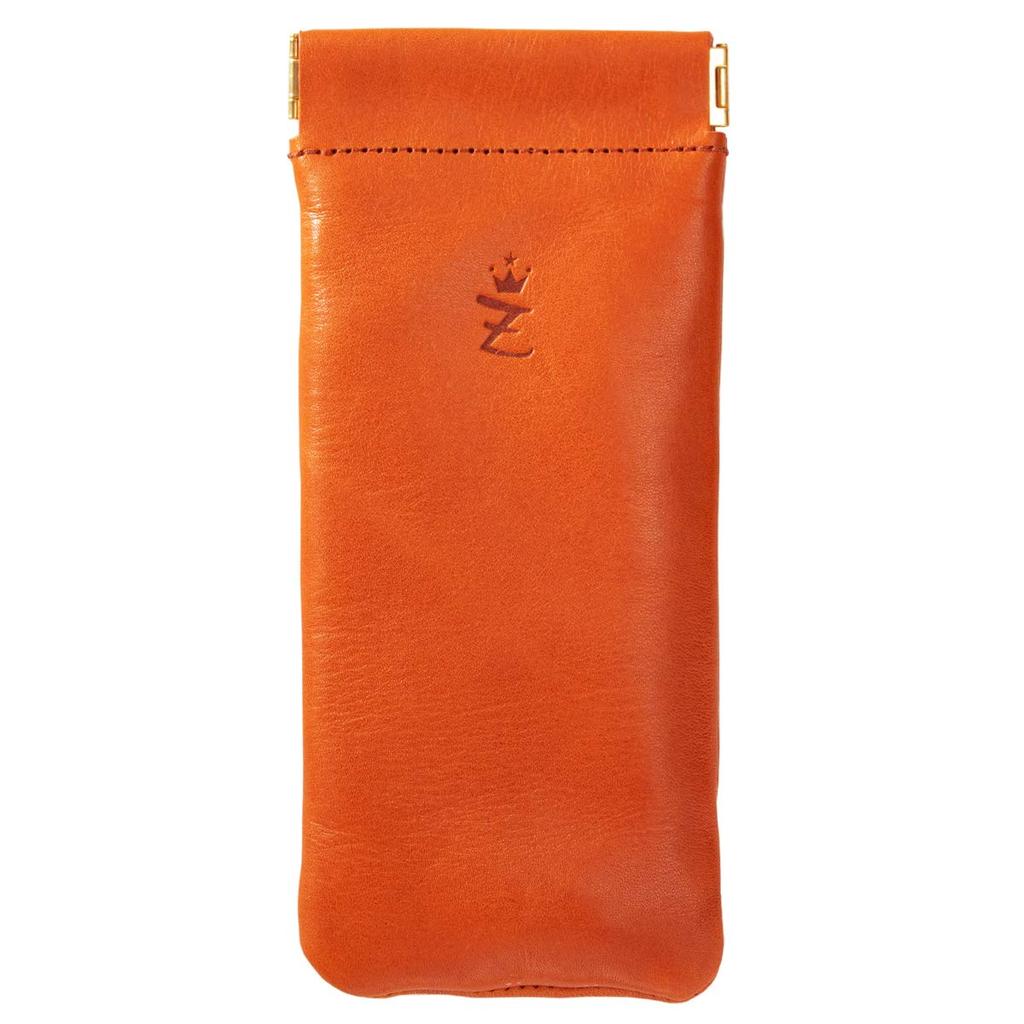 Zario Grande Eyeglass Genuine Tochigi Spring Opening Made In Japan Case/Pencil Case, Leather, Clasp, Closure, [ZAG-7023] (Orange)
