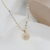 1PCS Gold-color Necklace Ladies Light Luxury Style Flower Pendant Inlaid Zirconia Titanium Steel Chain Holiday Jewelry
