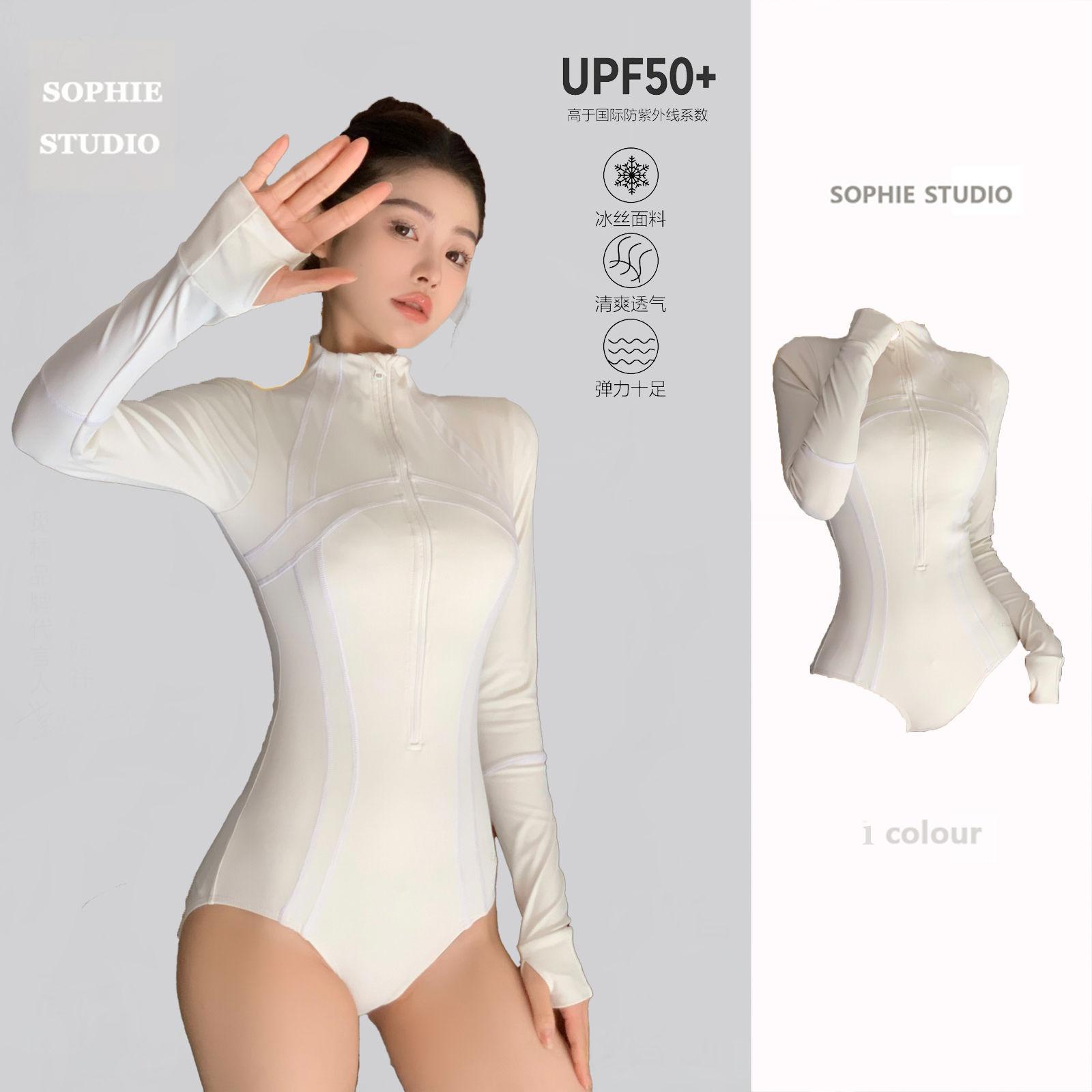 

Diving surfing snorkeling suit s slightly fat large size one-piece triangular long-sleeved conservative sunscreen swimsuit slim fit M