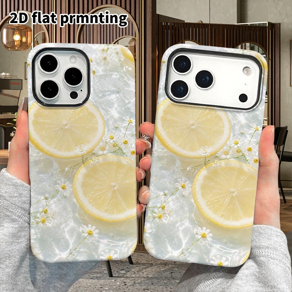 Phone Case: 2D Flat Suitable for iPhone 18 17 16 15 14 13Pro Film Protection Case, Couple Style, Lemon Chamomile, Christmas and Halloween Gifts