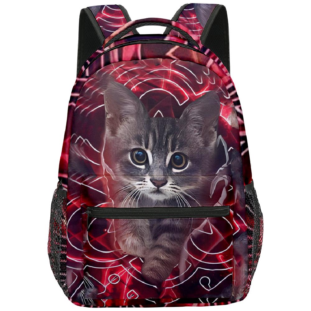 Cartoon Novelty Kpop Youthful School Bags Unisex Cat Pattern Travel Bags 3D Print Oxford Waterproof Notebook Shoulder Backpacks