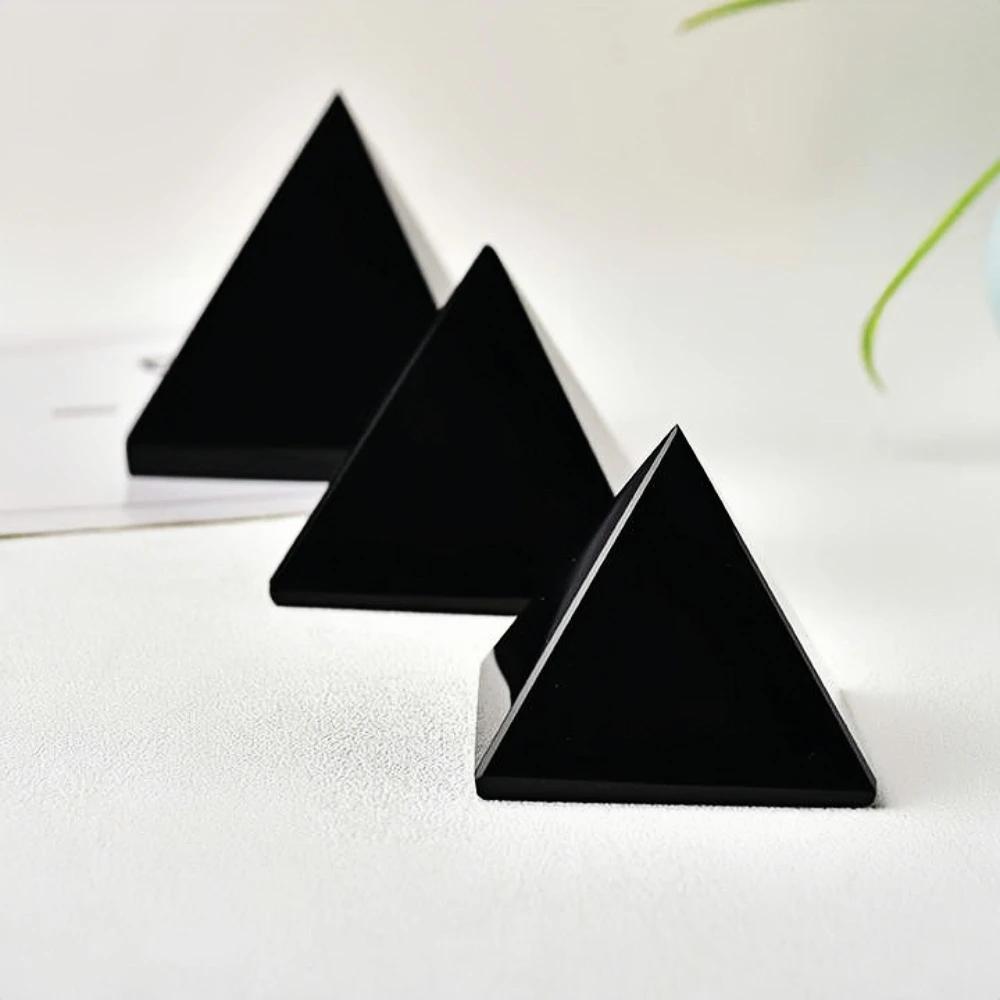 3-7cm Natural Obsidian Pyramid Reiki Energy Stone Decorative Tabletop Decoration Living Room Mineral Triangle Crystals Decor
