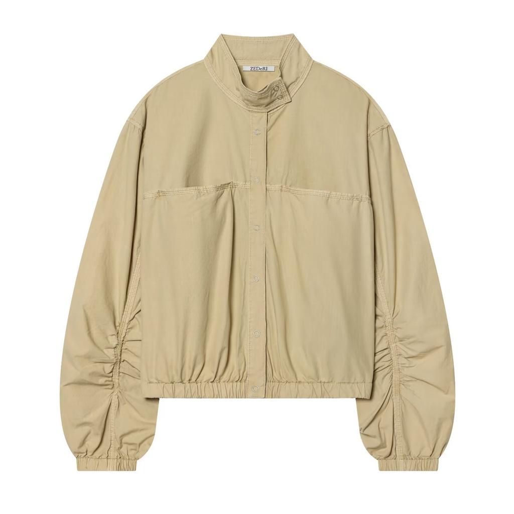 2026 spring new European and American cross-border women's clothing street fashion washed poplin jacket w018 1793