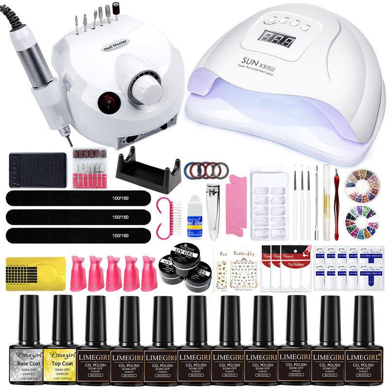 All-in-One Nail Tool Kit: Gel Polish, Builder & Extension Gel, Nail Lamp, Buffer, and Finishing Gel