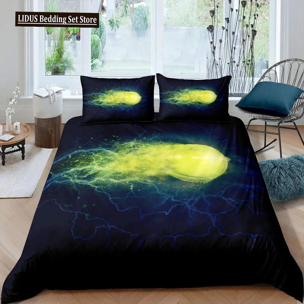 Tennis Ball Duvet Cover Set Sports Game Themed Bedding Set Twin Size For Boys Teens Adult Tennis Racket Ball Comforter Cover