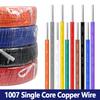 1007 Single Core Wire 3/5/10M 26 24 22 20 18 16 14 AWG Tinned Copper PVC Insulated Solid Electric Cable Hookup Wiring