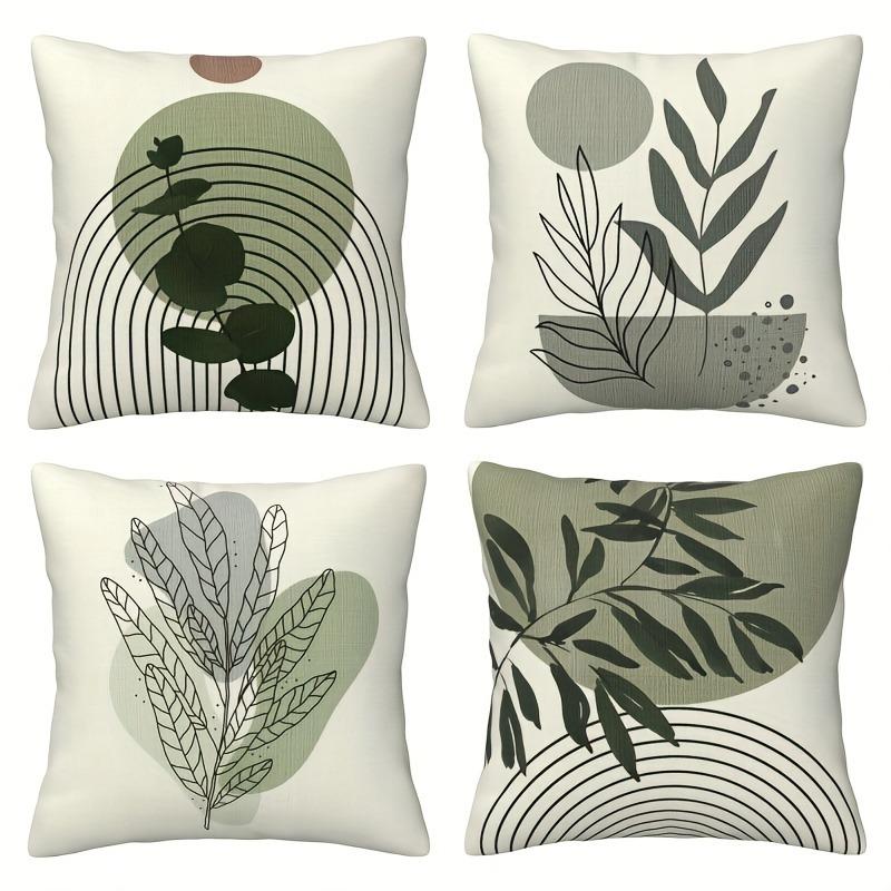 Bohemian Home Decoration Pillowcase, Minimalist Geometric Line Leaf Pattern Design, Soft and Comfortable, Sofa Cushion Cover