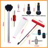 Valve Stem & Core Removal Replacement Tool Kit,Tire Valve Stem Tallation Tool Without Tire Removal, 2-In-1 Valve Stem Caps & Core Wrench,With 5
