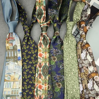 Retro Hong Kong Style Tie 8Cm Personalized Printing Series, Literary And Leisure Men'S And Women'S Business Animal Pattern Flower Trend