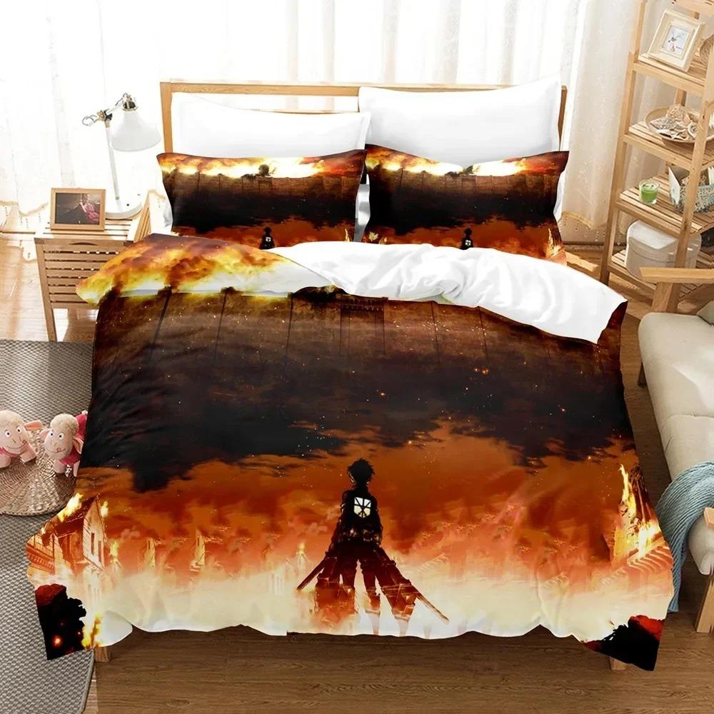 Comforter Attack On Titan Aot Anime Levi Bedding Set 3D Printed Suitable For Bedroom Kids Home Textile