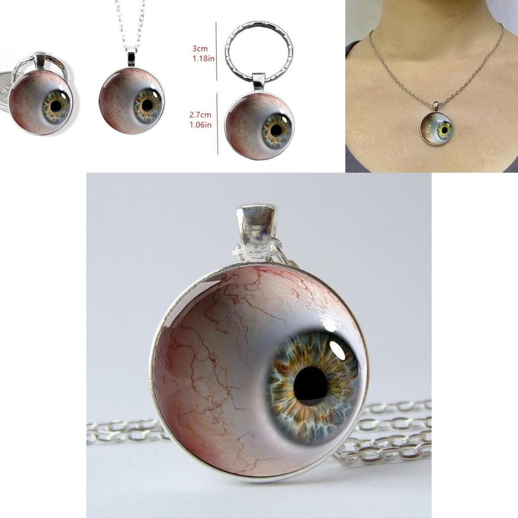 Blutunterlaufenes Auge 2D Runde Glasanhänger Schmuck Für Freunde Und Bürogeschenke