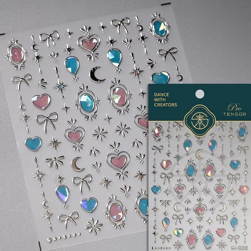 Baroque Pattern Stamping Geometric Totem Flower Retro Star Noble Self Adhesive 5D Nail Art Decoration Sticker Manicure Decal