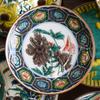 Washa No Kura Plate Stylish Kutani Ware Masterpiece Bean Plate Old Kutani Color Painting Turtle Shell Peony Butterfly Pattern Small Plate Serving