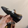 Small Invisible Inner Height Increase 5cm Ballet Shoes Small Thick Heel Genuine Leather Mary Jane Shoes Show Height Women's Single Shoes