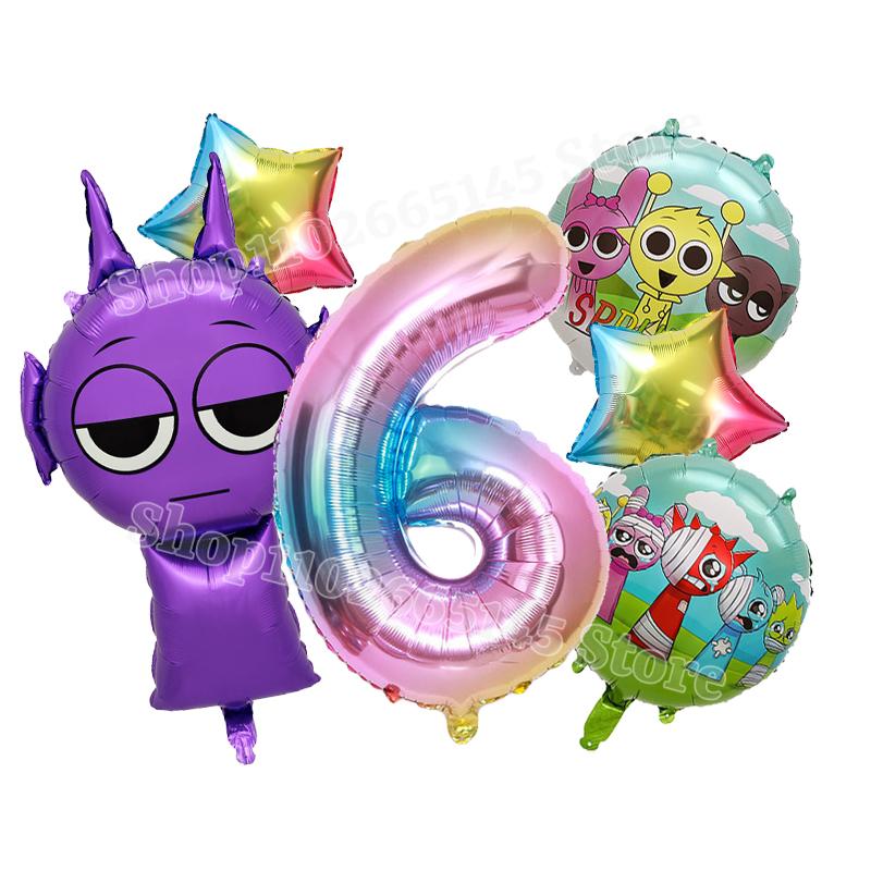 Sprunki Urocze Balony Dzieci Nowa Cyfra 1-10 Dekoracja Imprezowa Chłopcy Dziewczynki Urodziny Baby Shower Ujawnienie Płci Balony Prezent dla Dzieci