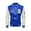Men's new leather jacket men's casual jacket PU jacket baseball velvet stand-up collar light board public board printing