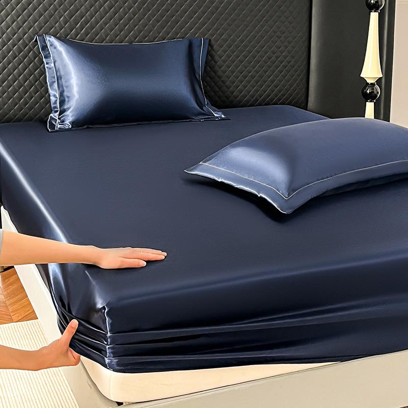 Napínací prostěradlo z ledového hedvábí 90x200 cm Více velikostí Prostěradlo Měkký satén Elastické Matrace Domácí Ložnice Prostěradlo s 360° Elastickým Páskem
