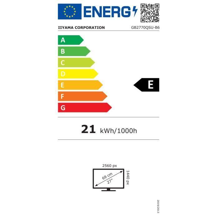 Ecran PC - IIYAMA - GB2770QSU-B6 - 27" IPS 2560 x 1440 - 0,2ms - 180Hz - HDMI DP - Noir