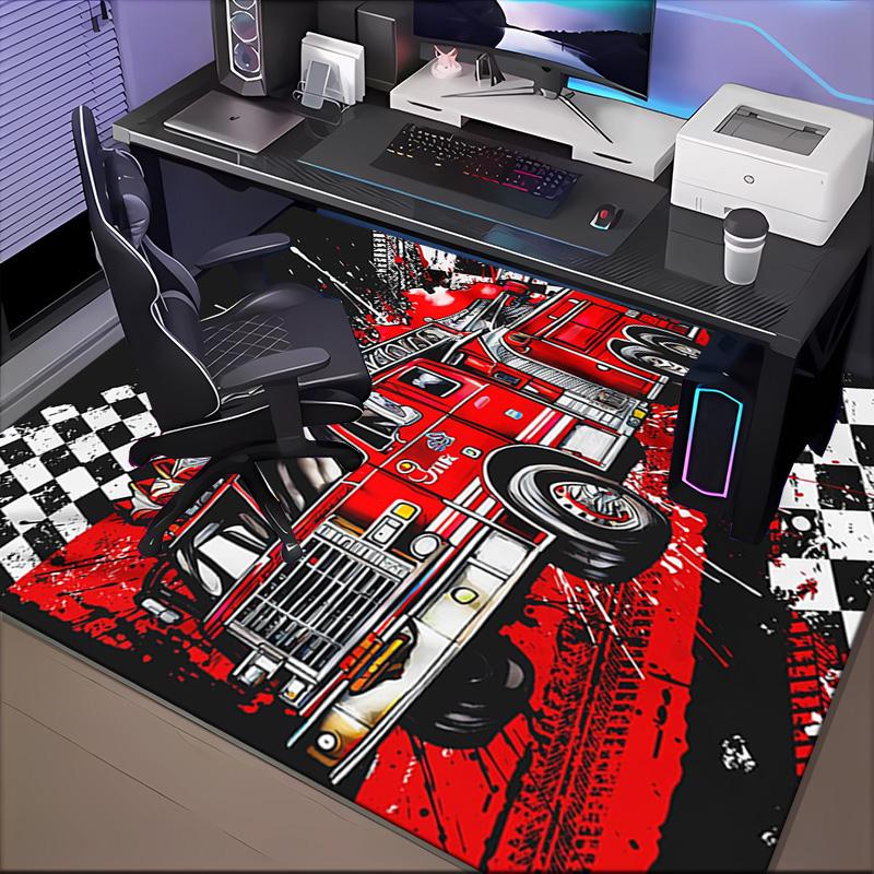 Custom Name Cartoon Excavator Rug for Living Room, Game Rooms, Office, Bedroom, Floor Mat Playful Design, fan gifts Christmas decor