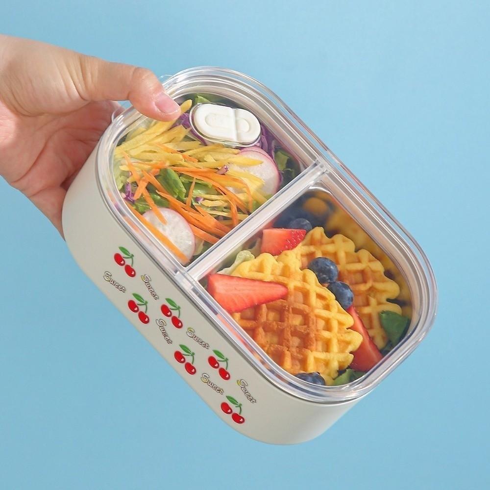 2 Compartment Insulated Lunch Box Cartoon Storage Box with Lid Creative Meal Container  Office