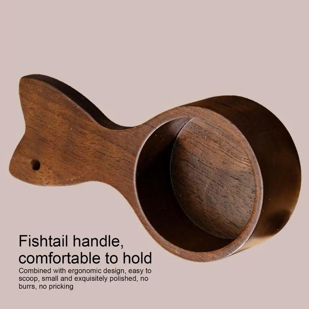with Leather Lanyard Wooden Coffee Spoon Fishtail Design Kitchen Tablespoon Coffee Bean Scoop Tea