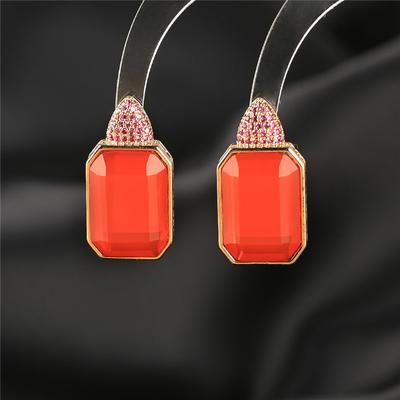 European and American Fashion Square Cubic Zirconia Stud Earrings Women Luxury Brand Jewellery Temperament Wedding Ear Studs