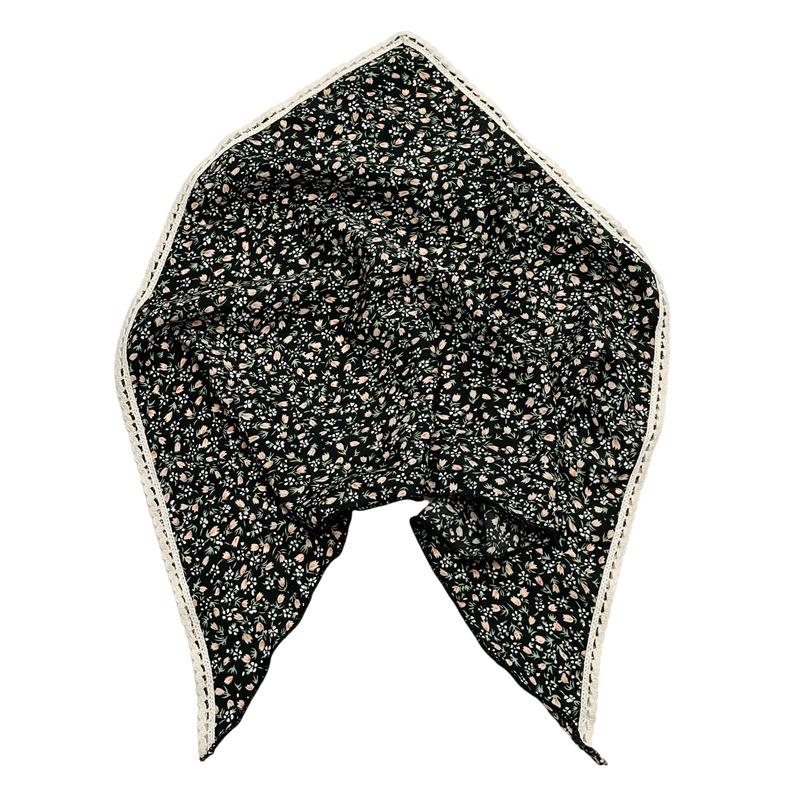 Chiffon-Stoff Dreieckiges Stirnband mit Spitze und Blumendekor als Haar-Accessoire für Damen Sommer-Quadrat-Schal Haargummi