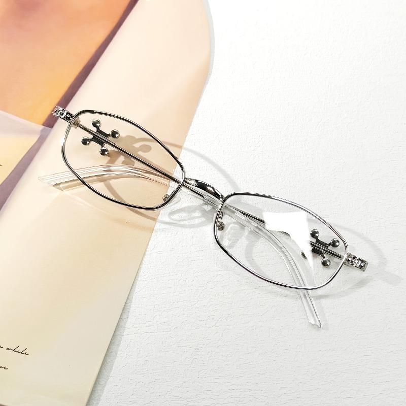 

Shiny Rhinestone Metal Eyeglass Frame Women s Gold Wire Thin Frame Fashionable Flat Mirror Trendy Suitable for Daily Matching