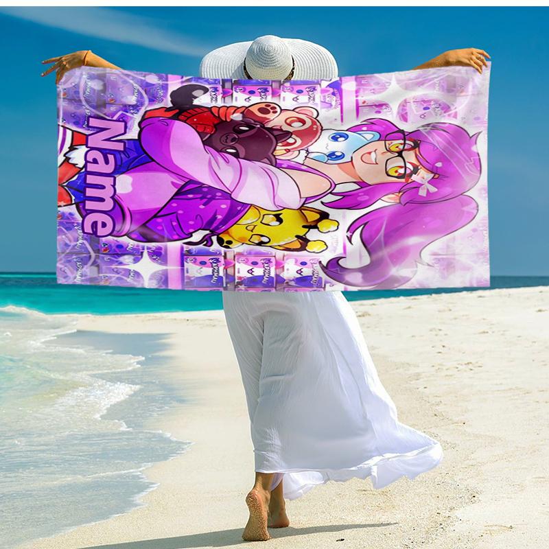 Custom Name Ultra-Soft Beach Towel with Aphmau Theme,Ideal for Pool - Camping, Diving - Perfect Travel Essential, Vibrant Beach Towel.