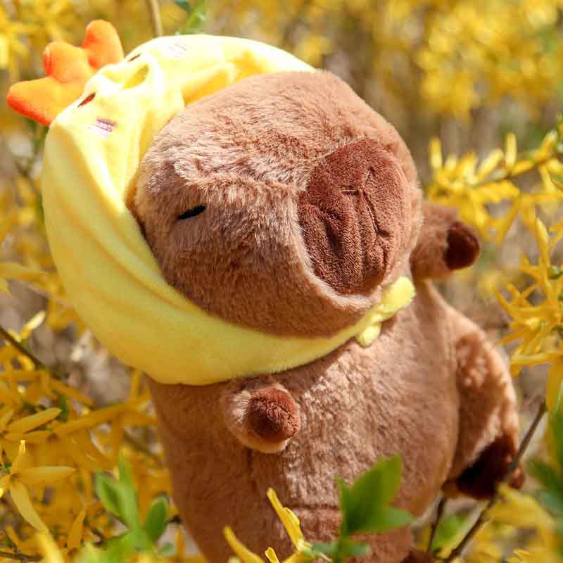 2325Cm Hat Kapibara Doll Plush Simulation Capibara Anime Fluffty Toy Cute Doll Stuffed Animals Soft Doll Plush Christmas Gifts