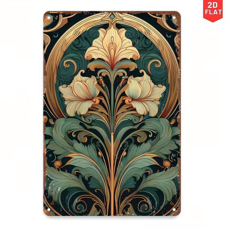 Tin Sign Vintage Floral Tree Pattern Metal Sign Retro Artwork Wall Plaque for Home Decor Cottagecore Aesthetic Garden Party Ind