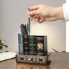 American Retro Wooden Pen Holder: Multi-functional Fake Book Desktop Storage Box and Home Study Ornament.