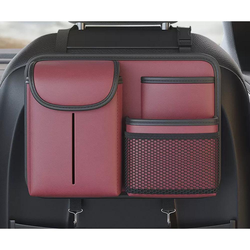 Car seat back storage bag large capacity with tissue box waterproof leather universal car back seat storage bag