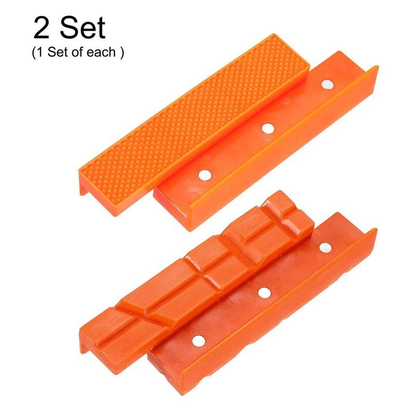 Premium-2Set Magnetic Vise Jaws 5 Inch Magnet Plain Grooves & V-Grooves Soft Rubber Bench Jaw Pad Covers Multi-Purpose Protector