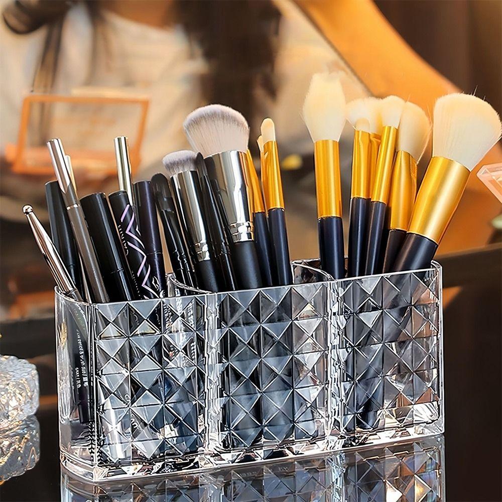 Clear Makeup Brush Storage Boxes Durable Eyelash Brushes Organizer Cosmetic Organizer Desk