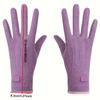 1 Pair of Thermal Fleece-Lined Polyester Gloves for Women, Touchscreen Compatible, Elastic Warm Outdoor Driving and Cycling Gloves