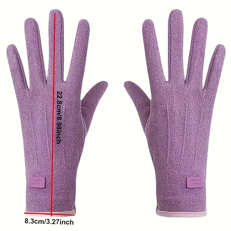 1 Pair of Thermal Fleece-Lined Polyester Gloves for Women, Touchscreen Compatible, Elastic Warm Outdoor Driving and Cycling Gloves