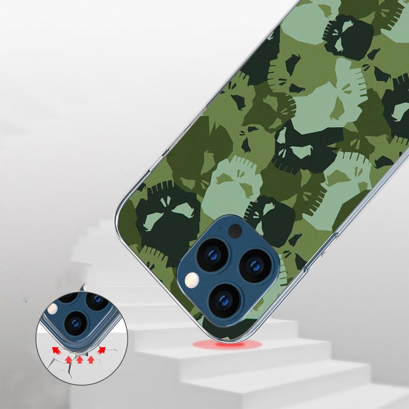 Camouflage Military Phone Case For iPhone 17 Air 16 15 Pro Max 14 Plus 13 Mini 12 11 Cover 7 8 SE Silicone Shell Print Fundas 17