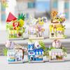 MOC Street Shop model Micro Building Block Burger Fried Flower Model Mini Brick Toy for Children Desk Decoration