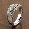 Huitan Two-Tone Women Rings with Sparkling Cubic Zirconia Modern Fashion Wedding Band Accessories Statement Jewelry for Female