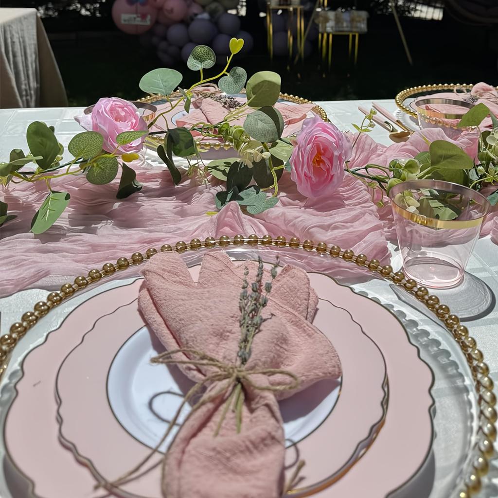 6 Stück einfarbige Servietten im Bohème-Stil, einfache und rustikale quadratische Stoffservietten, Tischdekoration