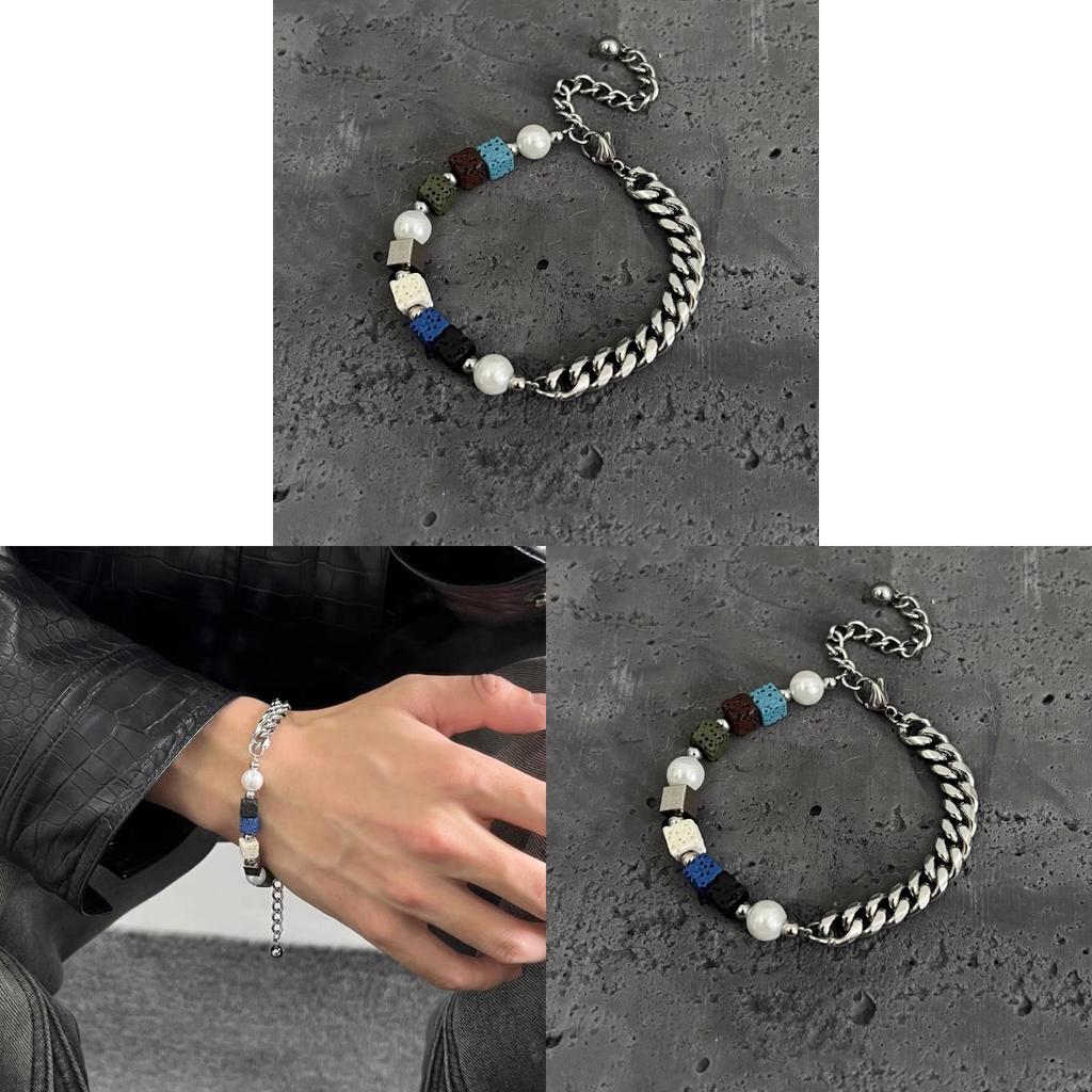 Handmade Geometric Volcano Stone Bracelet For Women Summer Gift Fashion Accessory