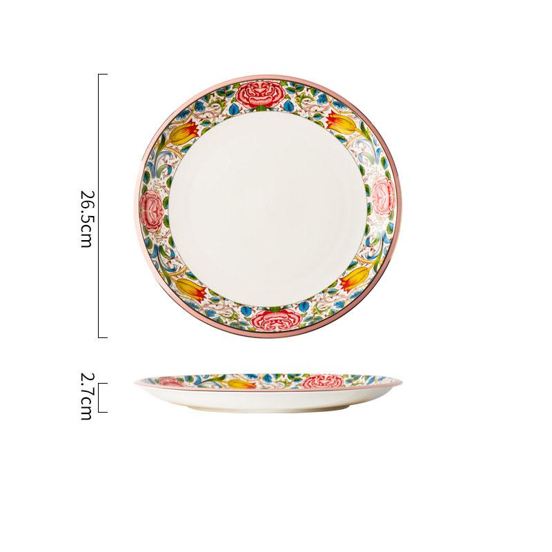 European Ceramic Western Steak Plate Painted Rose Dinner Plate Both That Noodle Bowl Dessert Main Course Dish Kitchen Tableware